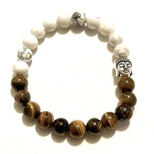 Unisex Beaded Bracelet With Silver Buddha